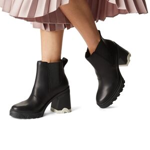 Sorel Black Ankle Boots with Chunky Brex Heel Size 6.5